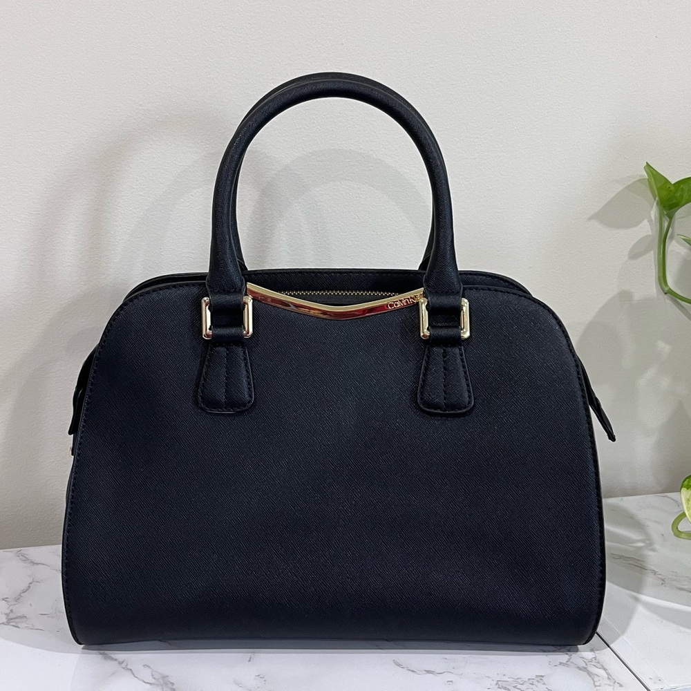 CK Leather Black Handbag CALVIN KLEIN Top Handle Purse